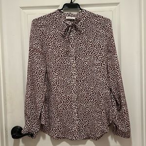 Anine Bing Holly Heart-Print Silk Blouse